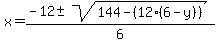 x=%28-12%2B-sqrt%28144-%2812%2A%286-y%29%29%29%29%2F6