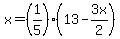 x=%281%2F5%29%2813-3x%2F2%29