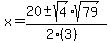 x=%2820%2B-sqrt%284%29%2Asqrt%2879%29%29%2F%282%283%29%29