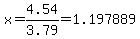 x=+4.54%2F3.79=1.197889