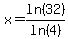 x=ln%2832%29%2Fln%284%29+