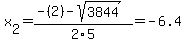 x%5B2%5D+=+%28-%282%29-sqrt%28+3844+%29%29%2F2%5C5+=+-6.4