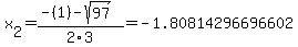 x%5B2%5D+=+%28-%281%29-sqrt%28+97+%29%29%2F2%5C3+=+-1.80814296696602
