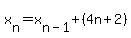 x[n]=x[n-1] +  (4n+2)