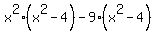 x^2(x^2-4)-9(x^2-4)