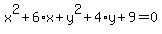 x%5E2%2B6%2Ax%2By%5E2%2B4%2Ay%2B9=0