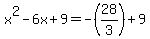 x%5E2+-+6x+%2B+9+=+-%2828%2F3%29+%2B+9