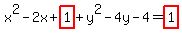 x%5E2-+2x+%2Bhighlight%281%29+%2B+y%5E2++-+4y+-4+=+highlight%281%29