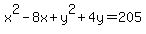 x^2-8x+y^2+4y=+205