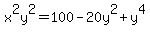 x%5E2y%5E2+=+100+-+20y%5E2+%2B+y%5E4