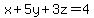 x+%2B+5y+%2B+3z+=+4
