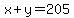 x+%2B+y+=+205