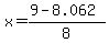 x+=+%289+-+8.062%29+%2F+8