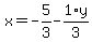 x+=+-5%2F3+-+1%2Ay%2F3