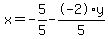 x+=+-5%2F5+-+-2%2Ay%2F5