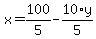 x+=+100%2F5+-+10%2Ay%2F5