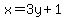 x+=+3y%2B1