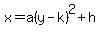 x+=+a%28y-k%29%5E2%2Bh