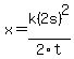 x+=+k%282s%29%5E2%2F2t