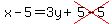 x+-+5=+3y+%2B+cross%285+-+5%29