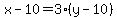 x-10=3%28y-10%29