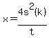 x=4s^2(k)/t)
