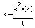 x=s^2(k)/t