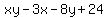xy - 3x - 8y + 24