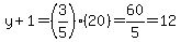 y%2B1=%283%2F5%29%2820%29=60%2F5=12