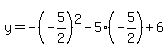 y=-%28-5%2F2%29%5E2-5%28-5%2F2%29%2B6
