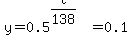 y=0.5%5E%28t%2F138%29+=+0.1
