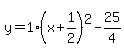 y=1%28x%2B1%2F2%29%5E2-25%2F4