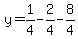 y=1/4-2/4-8/4