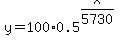 y=100%2A0.5%5E%28x%2F5730%29%29