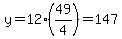 y=12%2A%2849%2F4%29=147