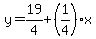 y=19%2F4%2B%281%2F4%29%2Ax