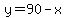 y=90- x