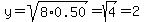 y=sqrt%288%2A0.50%29=sqrt%284%29=2
