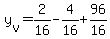 y%5Bv%5D+=+2%2F16+-+4%2F16+%2B+96%2F16