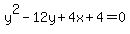 y%5E2+-+12y+%2B+4x+%2B+4+=0