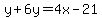 y+%2B6y+=+4x-21%29