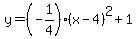 y+=+%28-1%2F4%29%28x+-+4%29%5E2+%2B+1