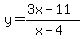 y+=+%283x+-+11%29+%2F+%28x+-+4%29