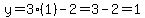 y+=+3%281%29+-+2=3-2=1