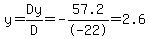y+=+Dy%2FD+=+-57.2%2F-22+++=+2.6+