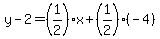 y-2=%281%2F2%29x%2B%281%2F2%29%28-4%29