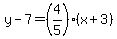 y-7=%284%2F5%29%28x%2B3%29