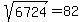 %09sqrt%28%096724%09%29=%0982%09