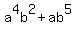 %0D%0A+a%5E4b%5E2%2Bab%5E5%0D%0A