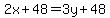 %0D%0A2x+%2B+48+=+3y+%2B+48%0D%0A